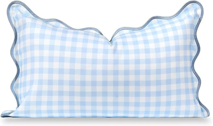 Hofdeco Premium Coastal Hampton Scalloped Patio Indoor Outdoor Lumbar Pillow Cover Only, 12"x20" ... | Amazon (US)