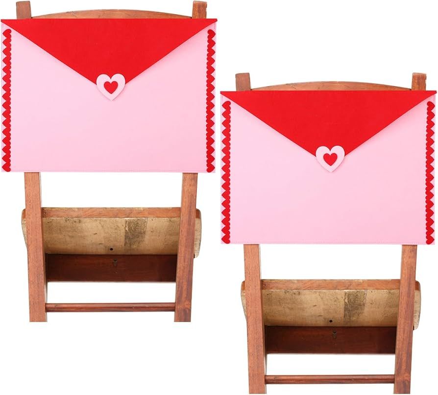 VitalCozy 2 Pcs Valentine Chair Back Covers Felt Envelopes Valentine's Day Dining Chair Slipcover... | Amazon (US)