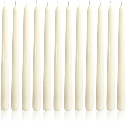 OSHINE Ivory 10 Inch Taper Candles - 12 Pack Long Taper Candle Dripless Unscented Smokeless & Eme... | Amazon (US)
