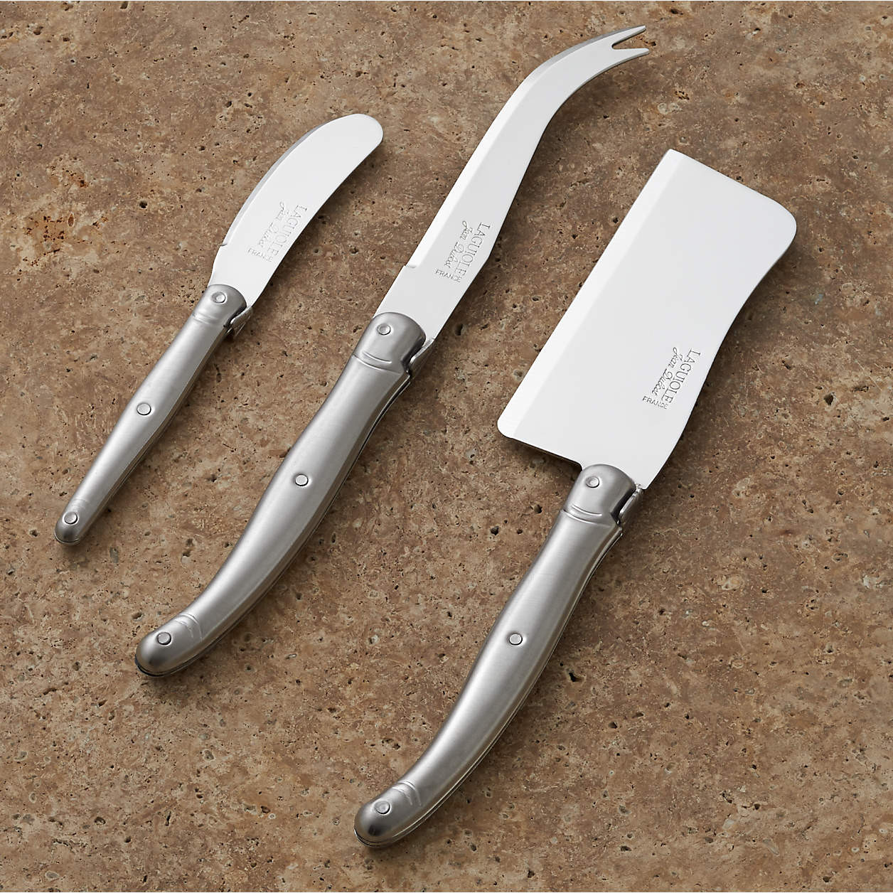 Jean Dubost Laguiole Cheese Knife 3-Piece Set + Reviews | Crate & Barrel | Crate & Barrel