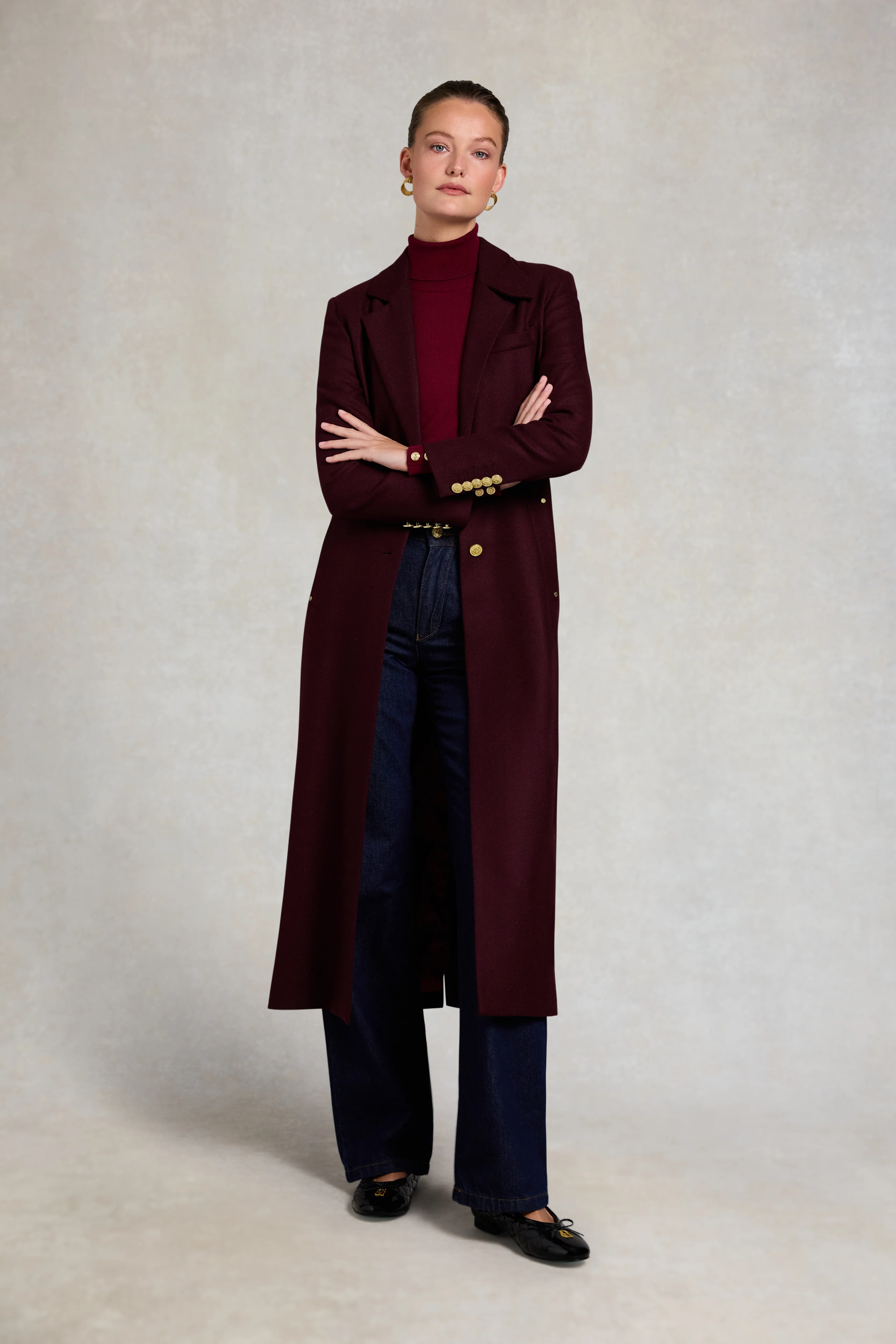 Full Length Regency Coat (Mulberry) | Holland Cooper