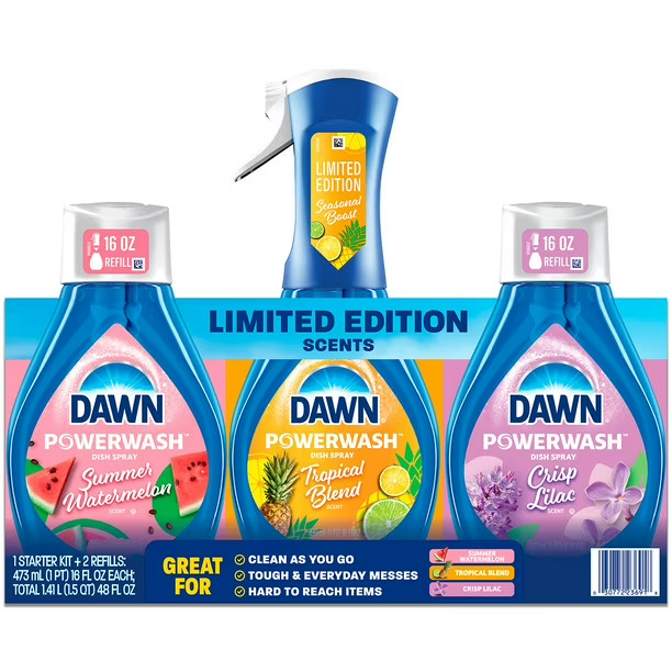 Dawn Powerwash Dish Spray Bottle Set, Spring Variety Pack, 1 Spray Bottle + 2 Refills, 48 fl. oz. | Sam's Club
