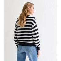 Women's Navy Stripe Stitch Knit Jumper New Look | New Look (UK)