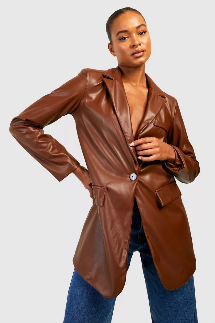 Tall Pu Blazer | boohoo (US & Canada)