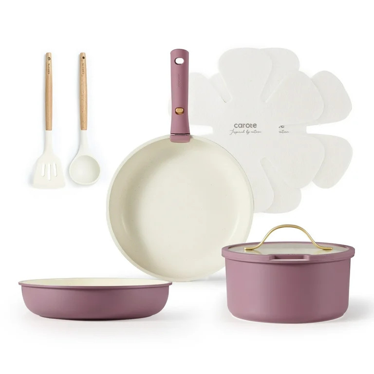 Carote 10 Pcs Nonstick Cookware Sets, Pots and Pans Set with Detachable Handle, Purple | Walmart (US)
