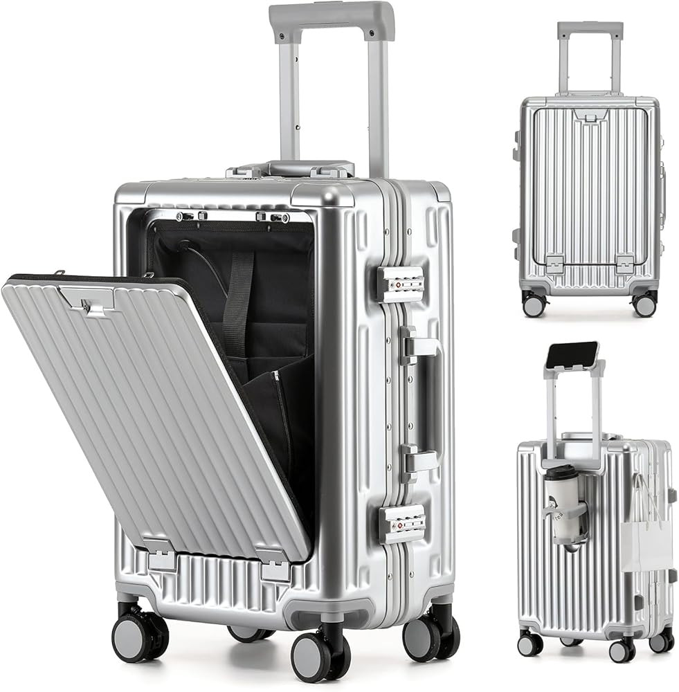 20 Inch Aluminium Frame Carry On Luggage Airline Approved With laptop compartment, Zipperless Har... | Amazon (US)