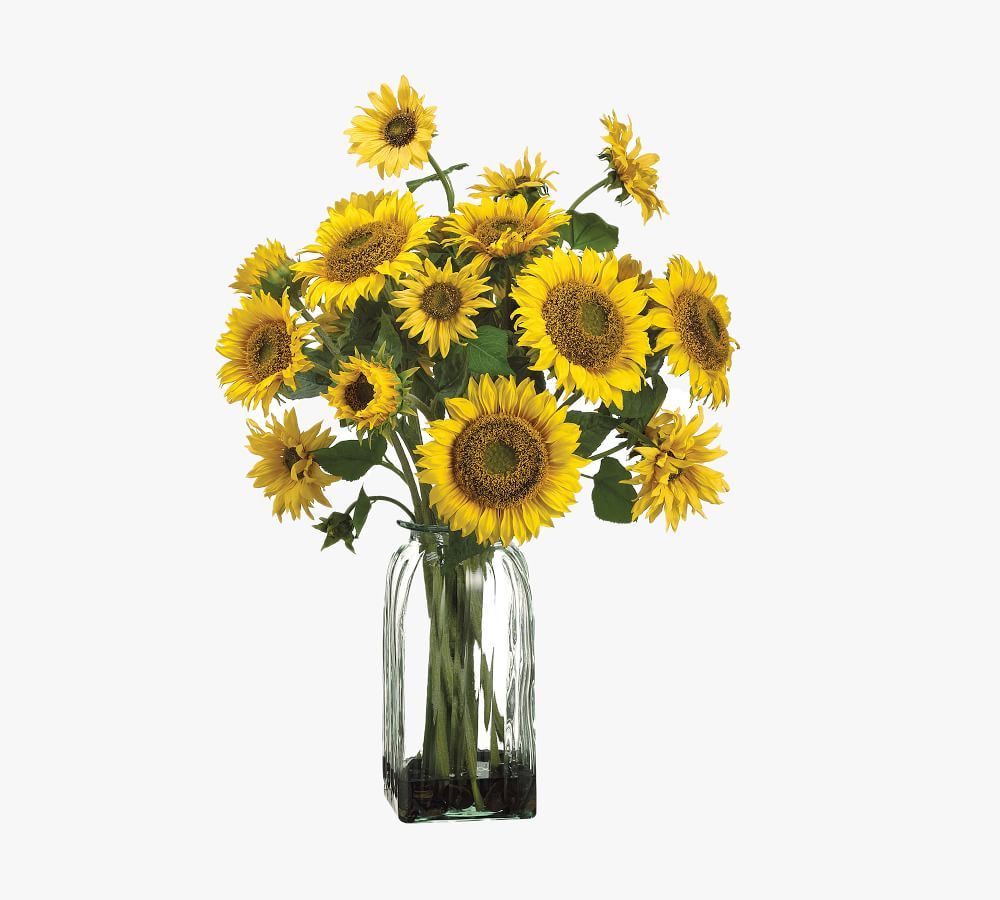 Faux Sunflower In Glass Vase | Pottery Barn (US)