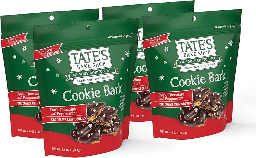 Tate's Bake Shop Cookie Bark, Chocolate Chip Cookies with Dark Chocolate and Peppermint, Limited ... | Amazon (US)