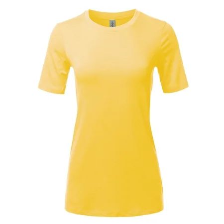 A2Y Women s Basic Solid Premium Cotton Short Sleeve Crew Neck T Shirt Tee Tops Yellow 1XL | Walmart (US)