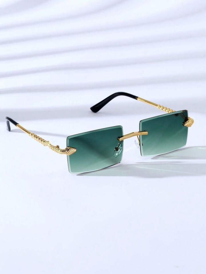 1pc Unisex Serpent-Shaped Metal Frameless Geometric Fashion Glasses With Diamond-Shape Cut Edges,... | SHEIN