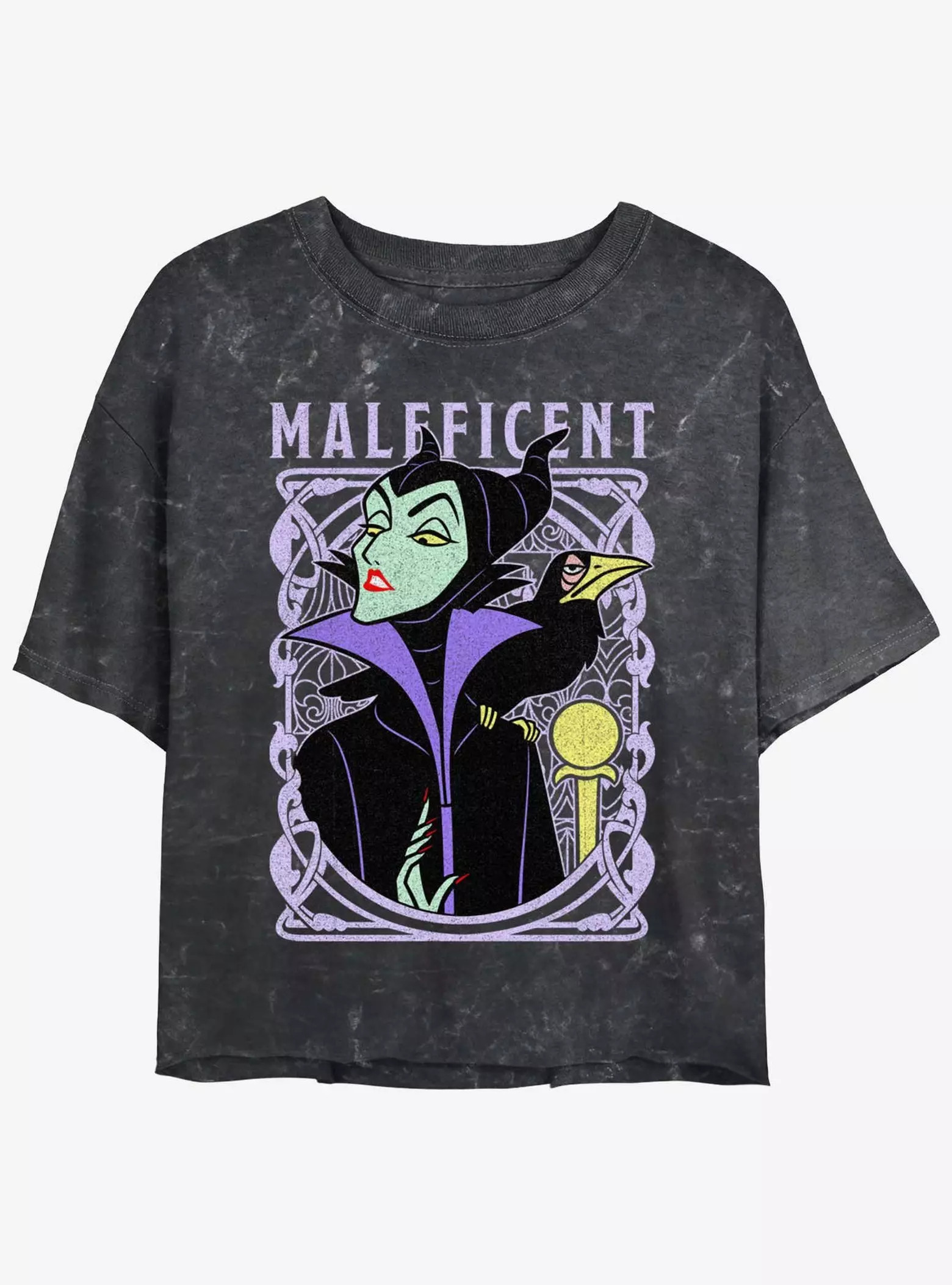 Disney Maleficent Maleficent Queen Of Evil Womens Mineral Wash Crop T-Shirt | BoxLunch | BoxLunch