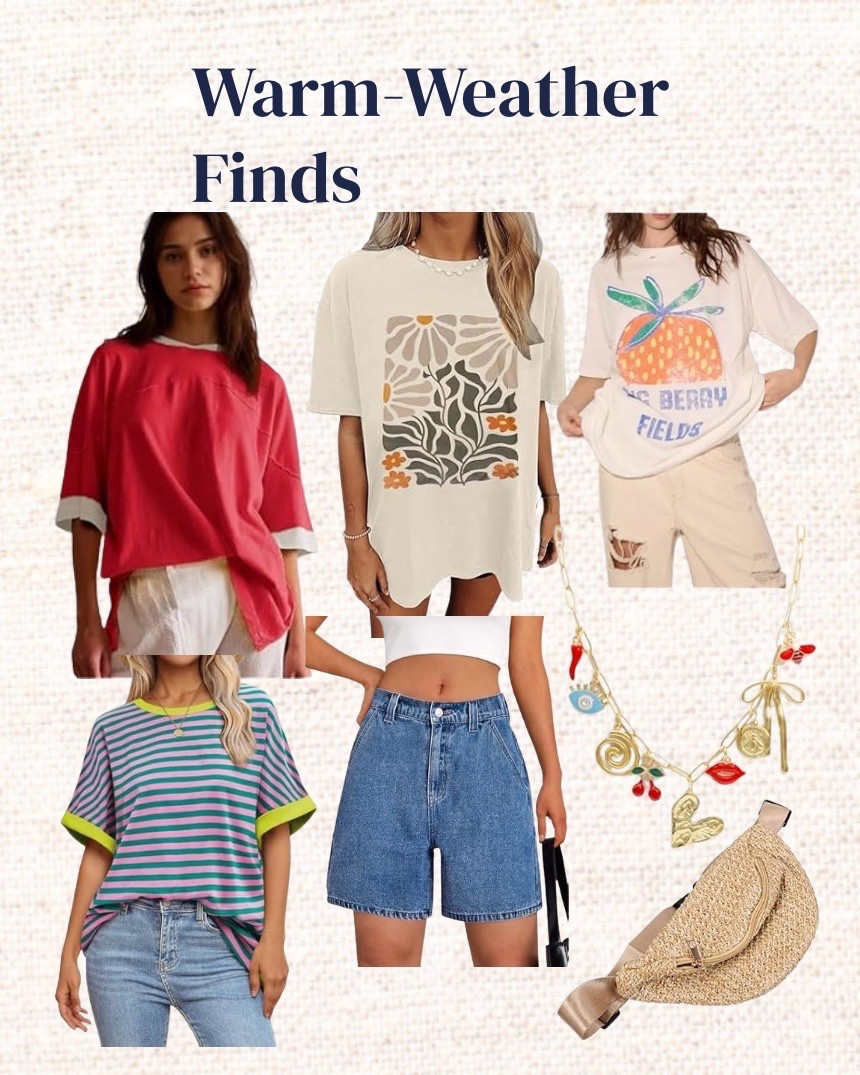My go to summer styles, oversized top, denim shorts, charm necklace and cute bag  

#LTKFindsUnder50 #LTKTravel #LTKStyleTip
