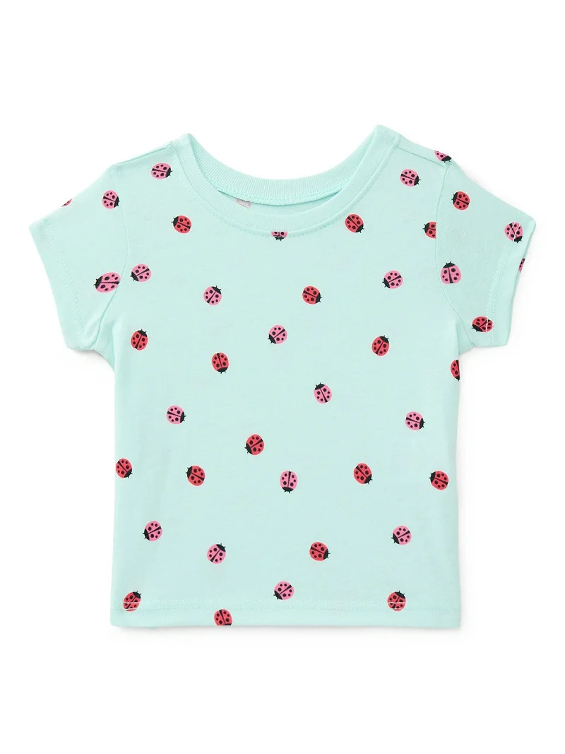 Wonder Nation Baby Girls Crewneck Tee with Short Sleeves, Sizes 0/3M-24M | Walmart (US)