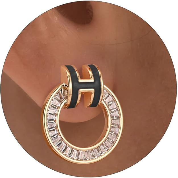 H Stud Earrings 14K Gold Plated Earrings Enamel Earrings Dainty Stud Earrings for Women Birthday ... | Amazon (US)