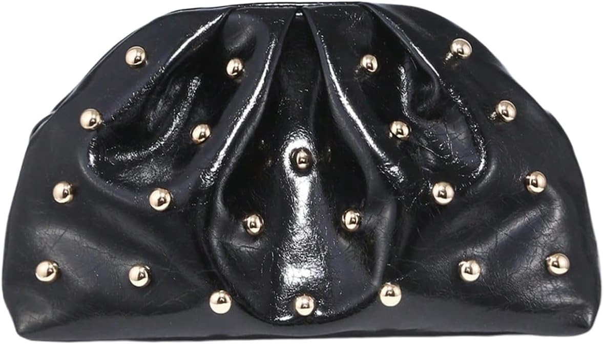 QWINEE Women's Elegant Studded Clutch Bag Magnet Ruched Bags Retro Vintage Evening Handbag | Amazon (US)