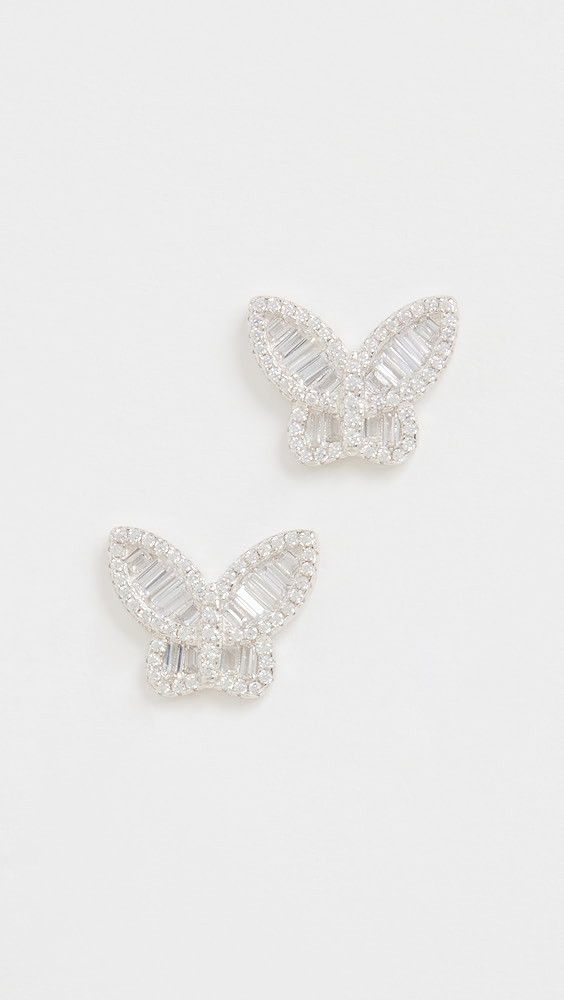 Pave Baguette Butterfly Stud Earrings | Shopbop