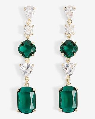 Emerald Rhinestone Drop Earrings | Express