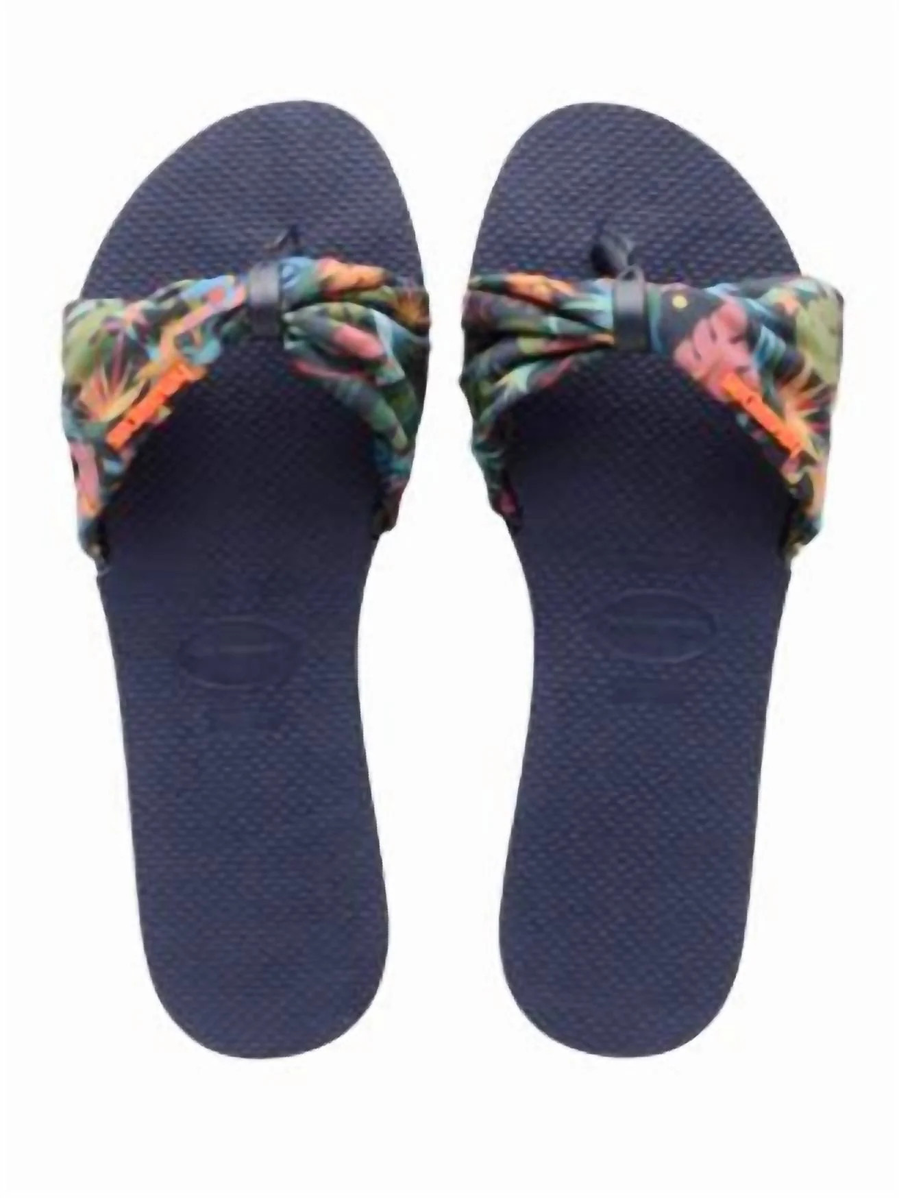 Tropical Print Strap Flip Flop In Navy | Shop Simon