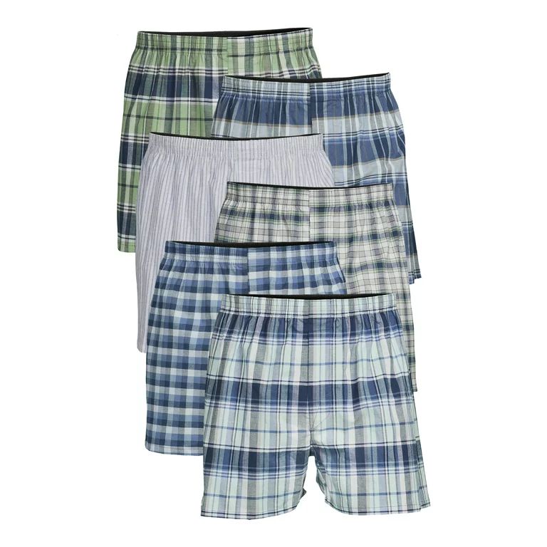 George Men's Moisture-Wicking Stretch Woven Boxers, 6-Pack, Sizes S-3XL | Walmart (US)
