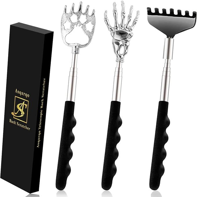 Asqarqo Back Scratcher 3 Pack Different Design Stainless Telescopic Back scratchers with Pretty B... | Amazon (US)