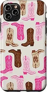 iPhone 11 Pro Max Cowboy Boot Illustration Boho Western Vibe Hot Pink Brown Case | Amazon (US)