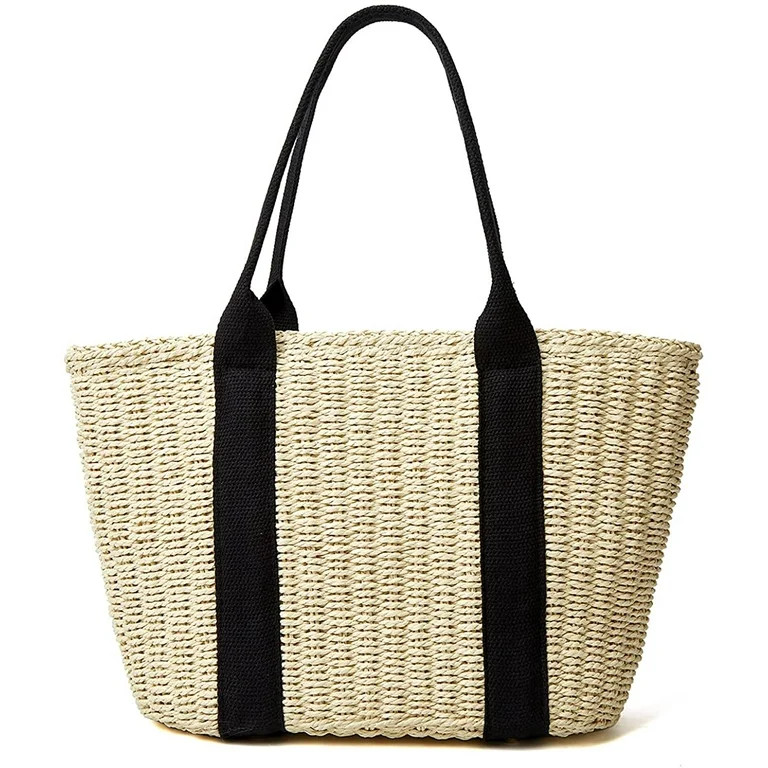 Women Straw Bags Summer Beach Large Tote Bag Handmade Woven Shoulder Crossbody Handbag | Walmart (US)