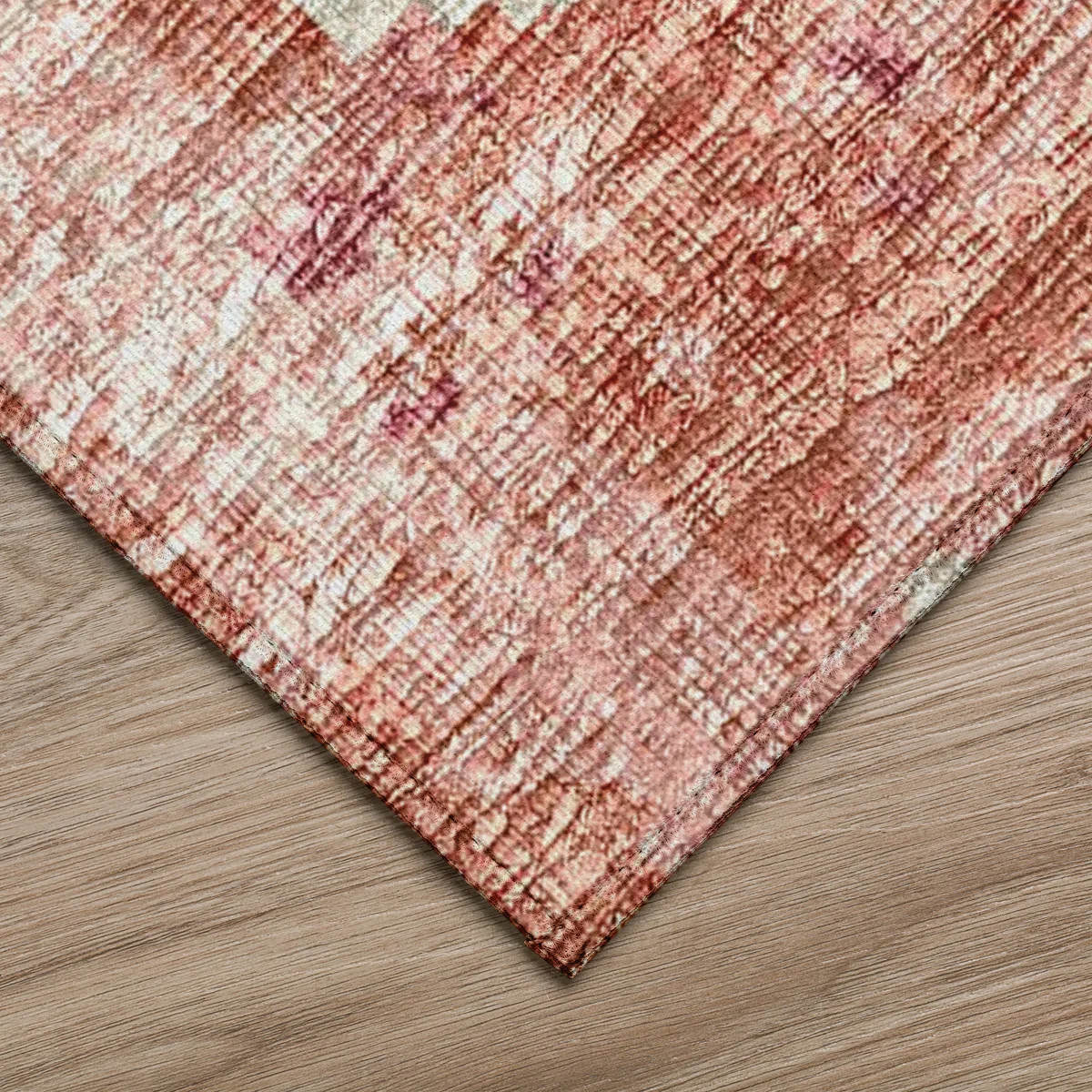 Abstract Machine Woven Polyester Indoor / Outdoor Area Rug in Pink/Beige | Wayfair North America