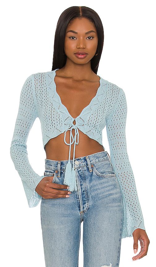Briella Crochet Crop Top in Baby Blue | Revolve Clothing (Global)
