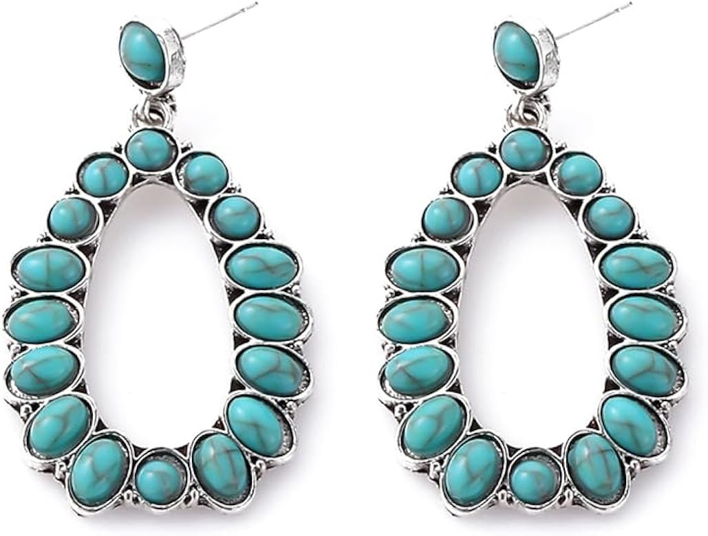 Boolavard Turquoise Bohemian Dangle Earrings for Women, Turquoise Dainty Teardrop Drop Earrings B... | Amazon (US)