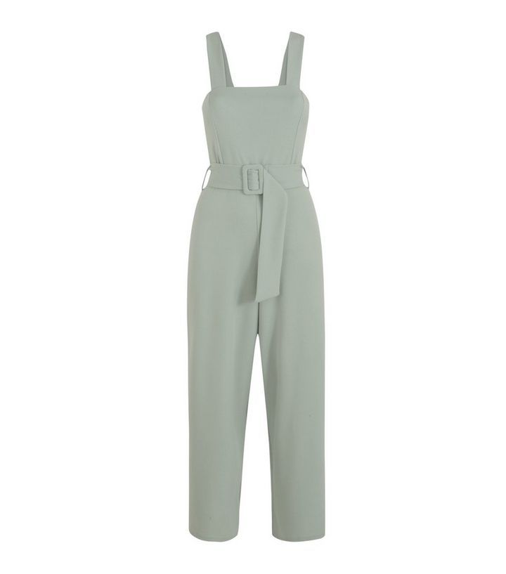 Light Green Square Neck Belted Crop Jumpsuit
						
						Add to Saved Items
						Remove from Sa... | New Look (UK)
