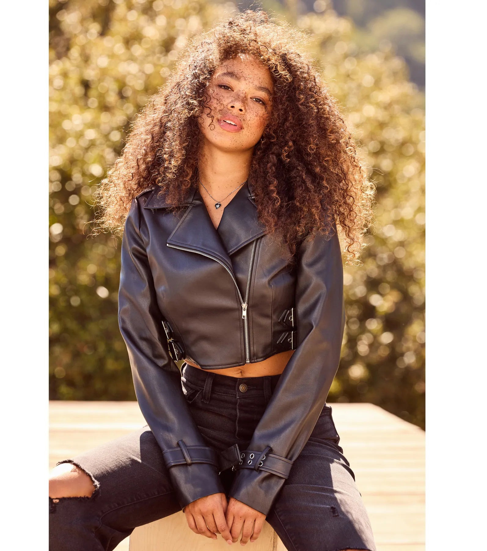 Untamed Chic Faux Leather Cropped Moto Jacket | Windsor Stores