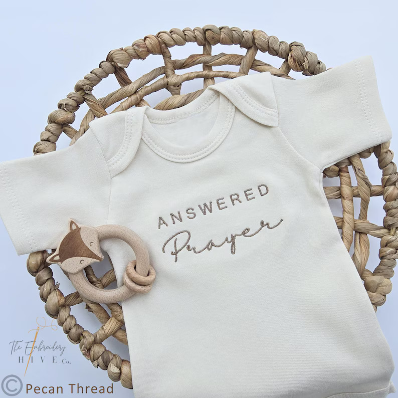 Embroidered Answered Prayer ONESIES® Brand, He Answered Bodysuit, Best Friend, Pregnancy Baby An... | Etsy (US)