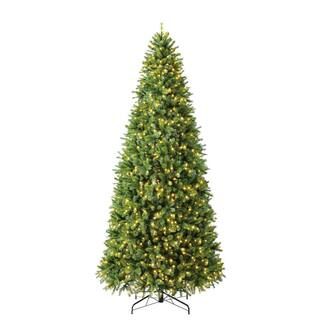 12 ft Wesley Long Needle Pine LED Pre-Lit Artificial Christmas Tree with 1100 SureBright Warm Whi... | The Home Depot