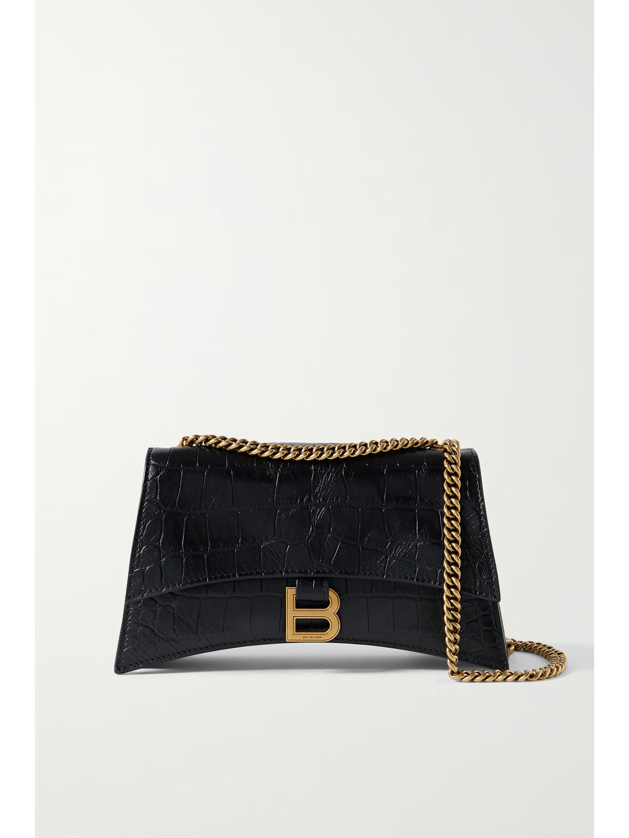 Balenciaga - Crush Small Croc-effect Leather Shoulder Bag - Black | NET-A-PORTER (US)