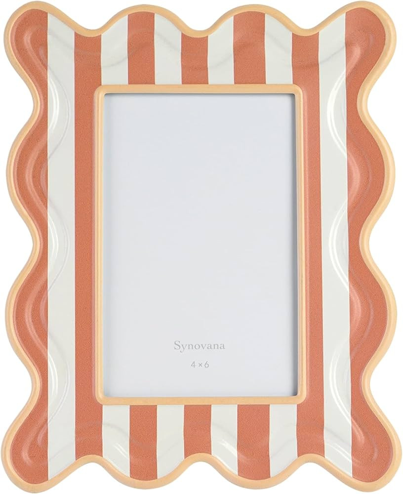 Wavy Striped 4x6 Picture Frame – Orange and Cream with Frosted Finish, Tabletop Photo Display ... | Amazon (US)