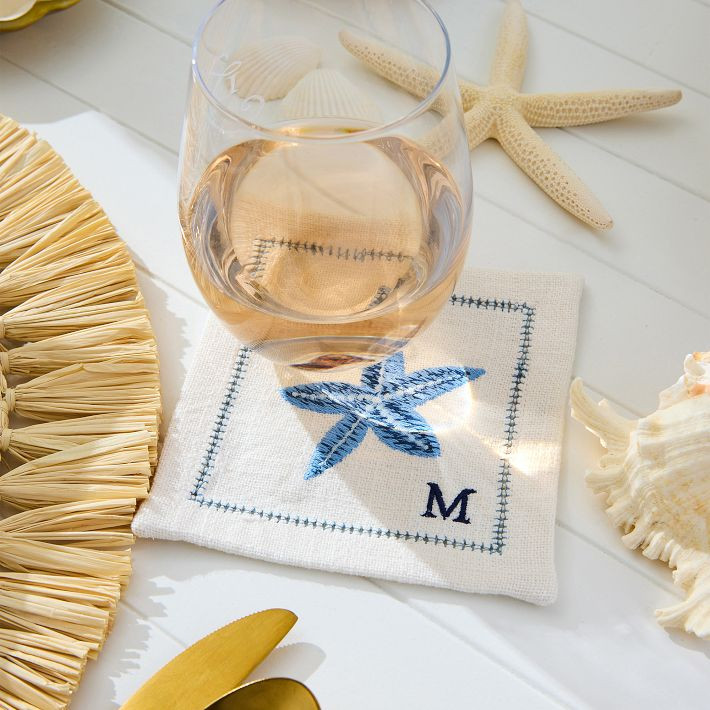 Embroidered Coastal Coasters, Set of 4 | Mark and Graham