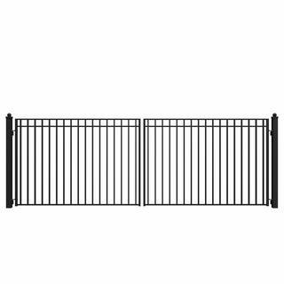 Madrid 18 ft. x 6 ft. Black Steel Dual Driveway Fence Gate | The Home Depot