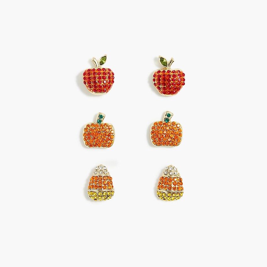 Fall charms stud earrings set-of-three | J.Crew Factory