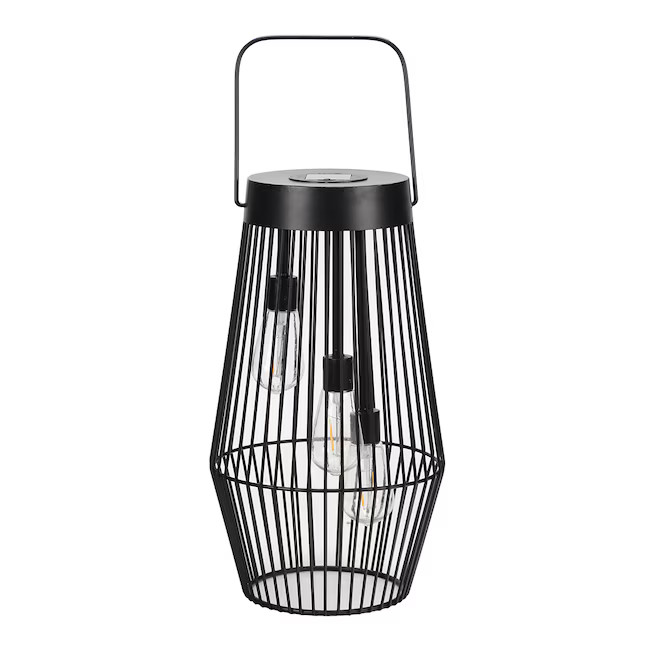 Style Selections 8.5-in x 15-in Black Metal Solar Outdoor Decorative Lantern | Lowe's