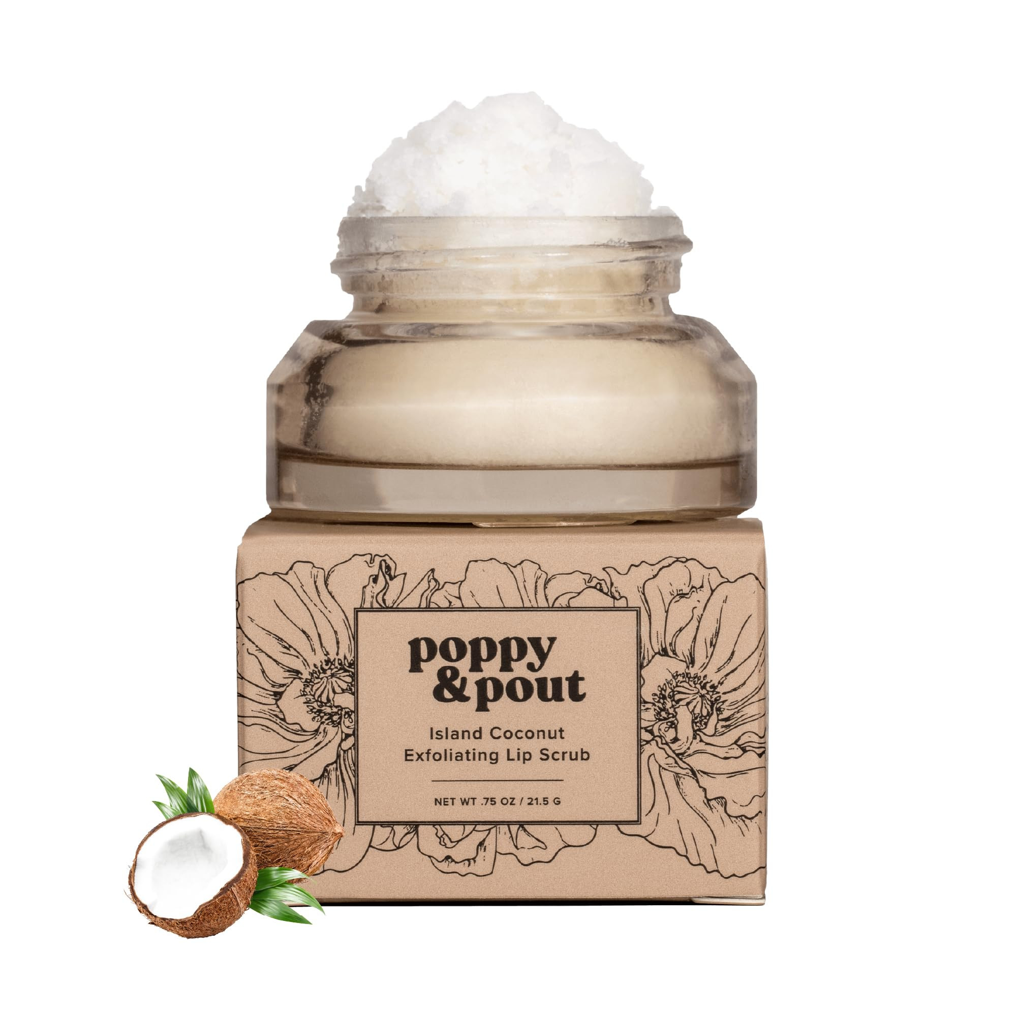 Poppy & Pout Natural Lip Scrub, Cruelty Free, Moisturizing Sugar Scrub for Dry Lips, Lip Scrubber... | Amazon (US)