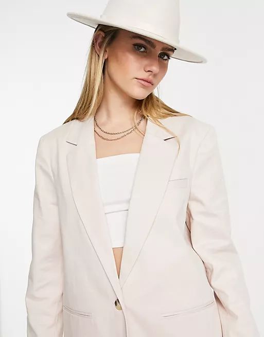 ASOS DESIGN twill dad blazer in neutral | ASOS (Global)