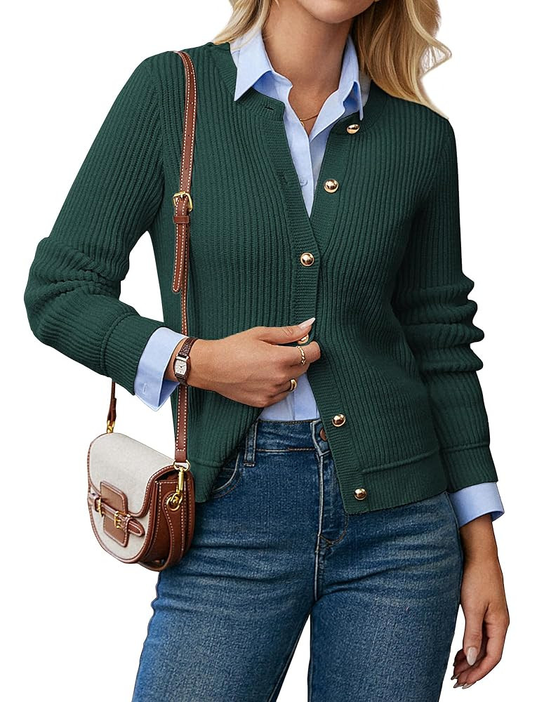 GRACE KARIN Knit Cardigan Sweaters for Women Long Sleeve Ribbed Button Up Sweater 2025 Fall Casua... | Amazon (US)