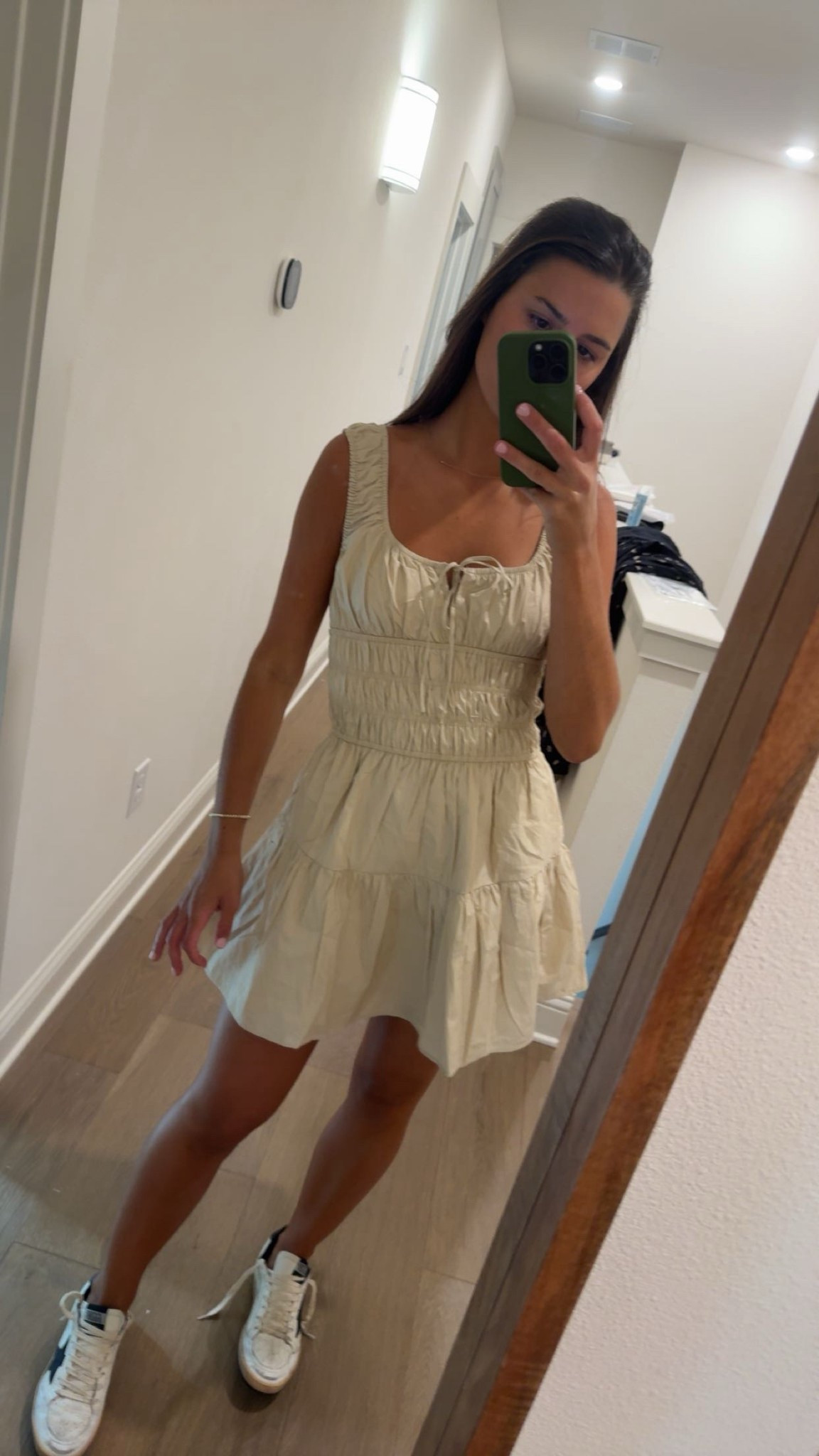 ootd !!!

lightweight NIA mini dress in stone paired with my fave, go to golden goose sneakers 
 

Smocked elastic bodice, Tiered skirt, Square neckline, Tie keyhole at neckline, side pockets

date night outfit, fall fashion, summer dresss

#LTKSeasonal #LTKShoeCrush #LTKStyleTip