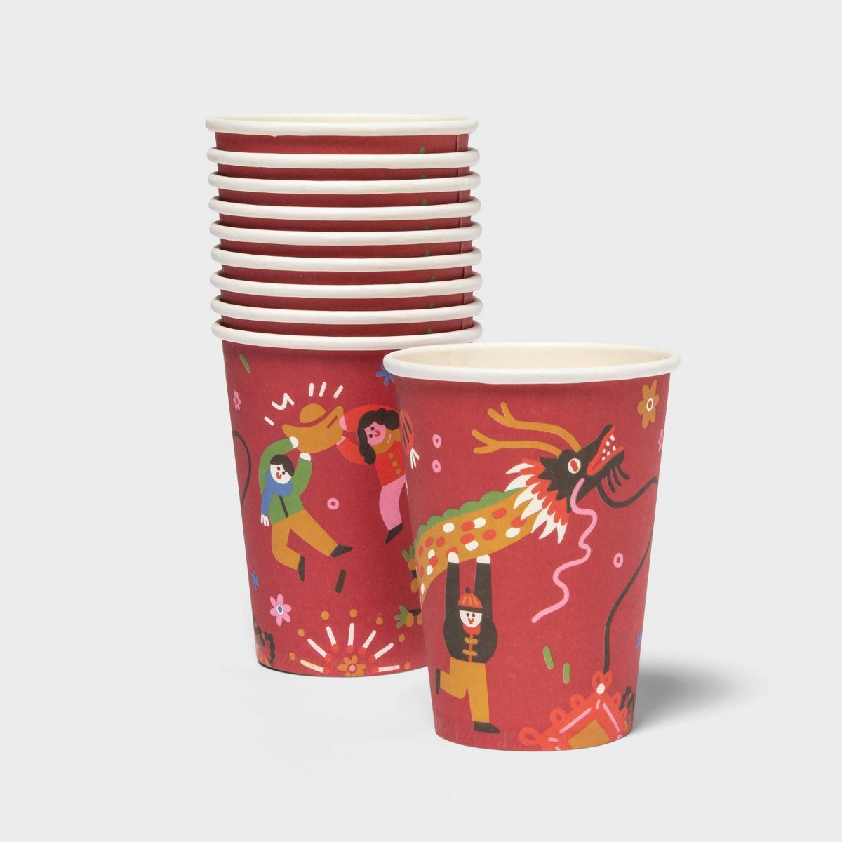 10ct 9oz Lunar New Year Parade Celebration Paper Cups | Target