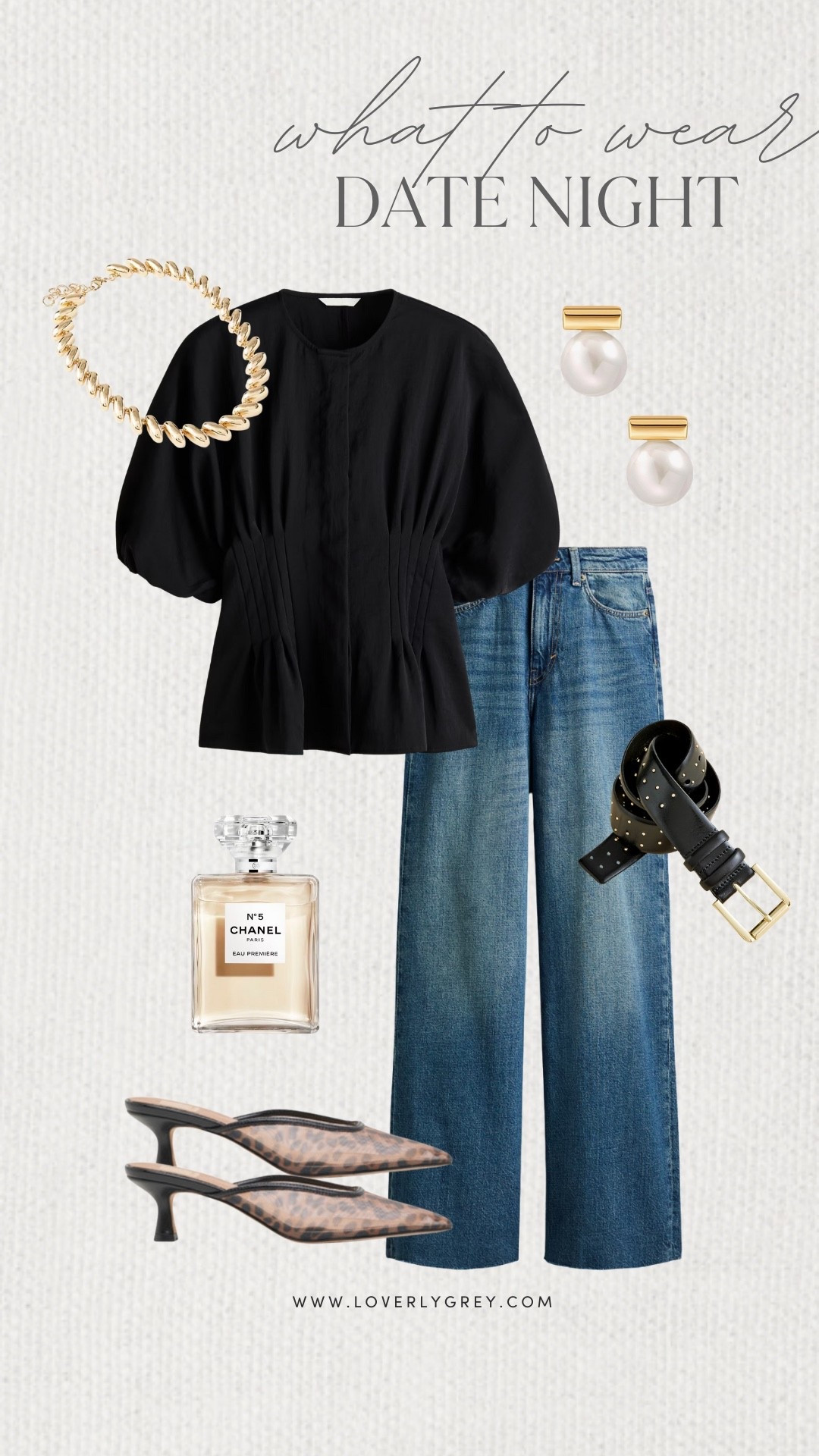 Loverly Grey, what to wear on a date night! Keeping it classy with a simple black blouse, denim jeans, and cheetah print heels to add to the look. I accessorized with a gold statement necklace, pearl earrings, and a belt to cinch the waist. Loverly Grey, what to wear, date night

#LTKootd #LTKFindsUnder100 #LTKSeasonal
