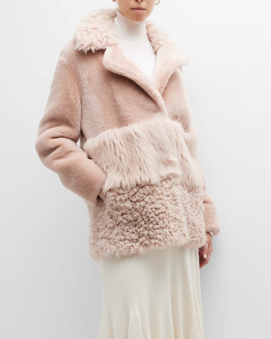 Nour Hammour Paneled Sheep Shearling Coat | Neiman Marcus