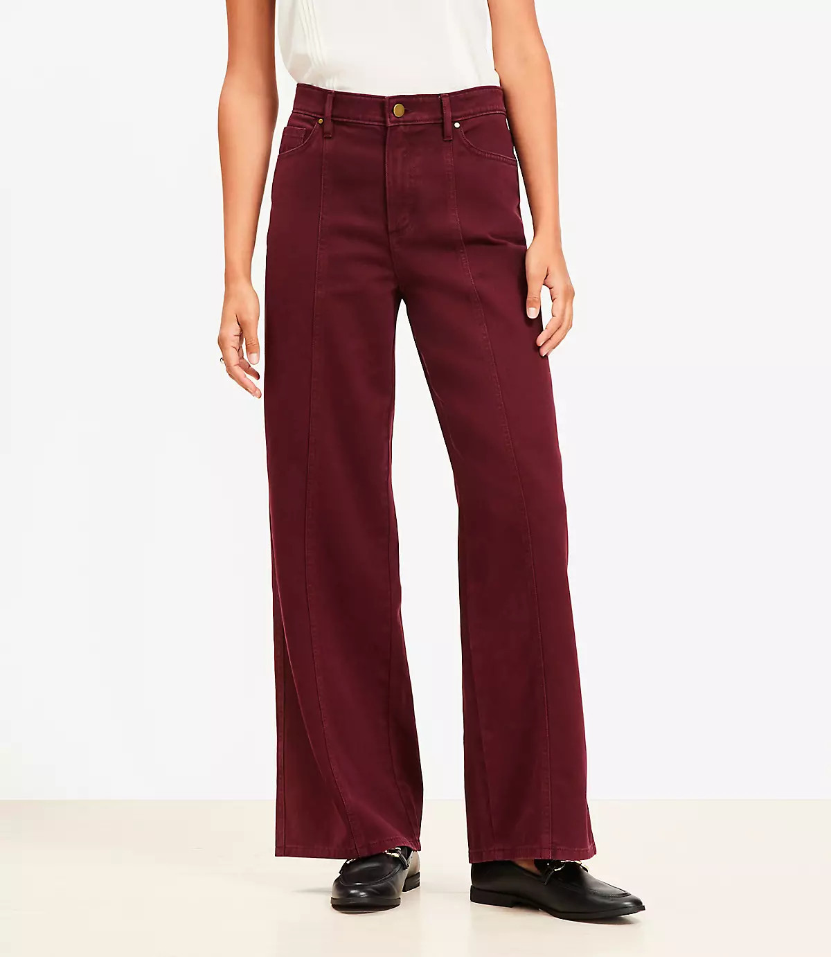 Five Pocket Seamed Wide Leg Pants | LOFT