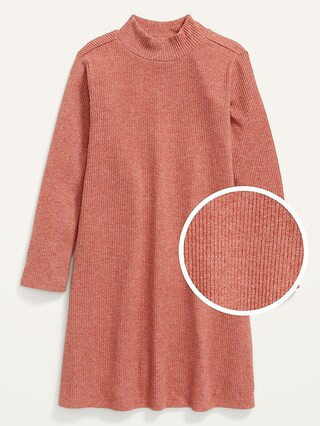 Cozy Rib-Knit Mock-Neck Swing Dress for Girls | Old Navy (US)