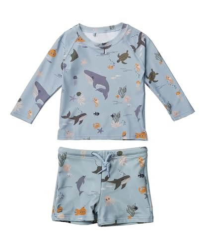 Amazon.com: LDIOIF Toddler Boys Two Piece Swimsuit Rash Guard Long Sleeve Swim Shirt Trunks& Shor... | Amazon (US)