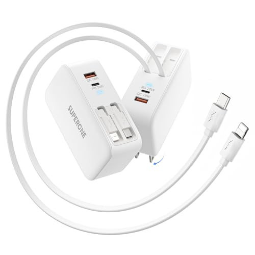 SUPERONE Retractable iPhone Charger, 4-Port USB C Charger Block, iPhone Charger Fast Charging with USB C & Lightning Cable, Wall Charger for iPhone 16/15/14/13/12/11 Series, Pad, Samsung, Pixel | Amazon (US)